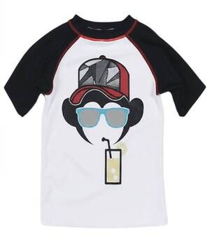 NEW APPAMAN kids short sleeve rash guard in black